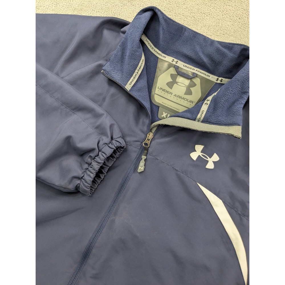 Under Armour Mens XL Navy Blue Performance Full Zip Fleece Lined Windbreaker